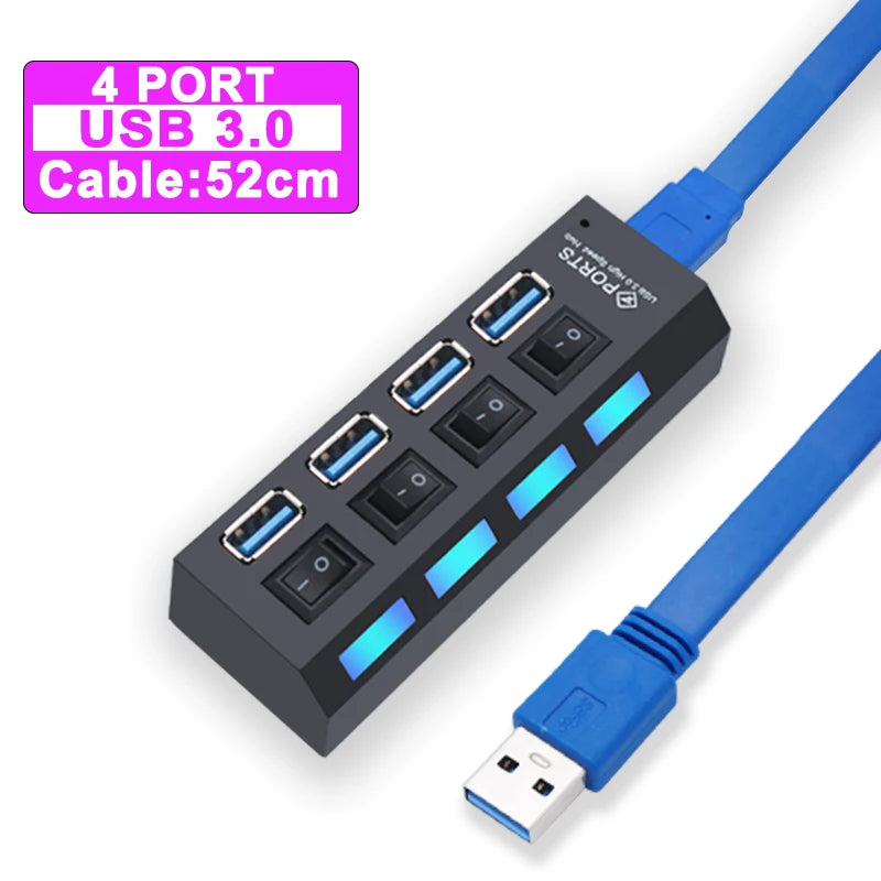 USB Hub 3.0 – 4 or 7 Port High-Speed Splitter with Individual Switches | AKT TECH