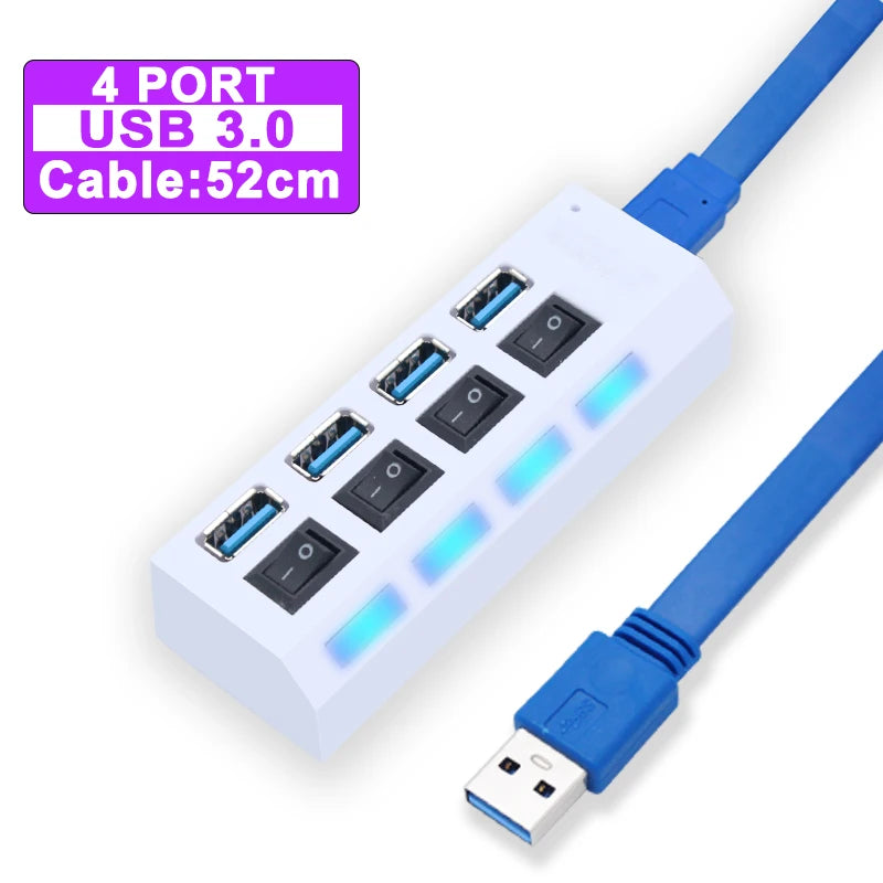 USB Hub 3.0 – 4 or 7 Port High-Speed Splitter with Individual Switches | AKT TECH