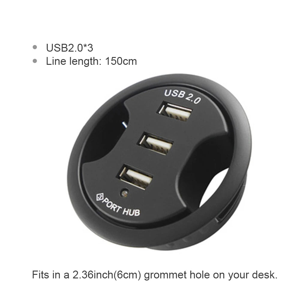 6-in-1 Desk Mount USB 3.0 Hub – SD/TF Card Reader, Headphone Jack & USB-C Port | AKT TECH