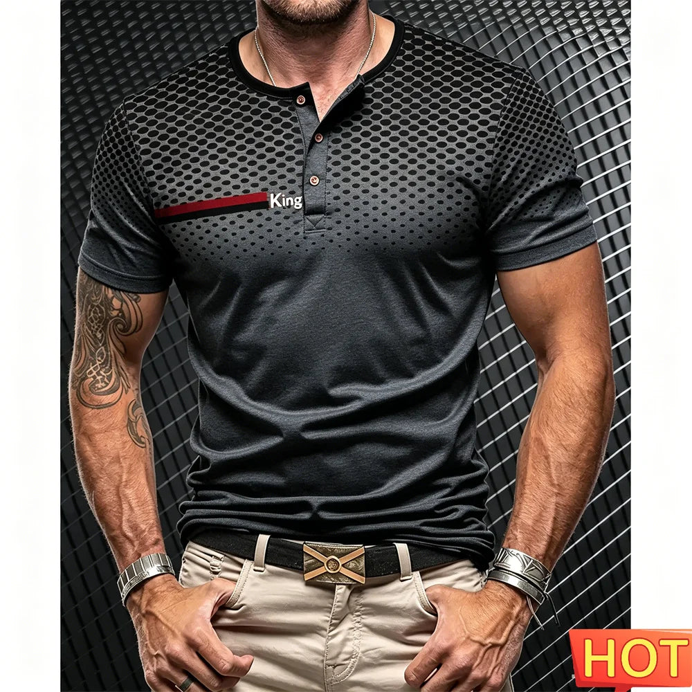Men's Short Sleeve Button-Up T-Shirt