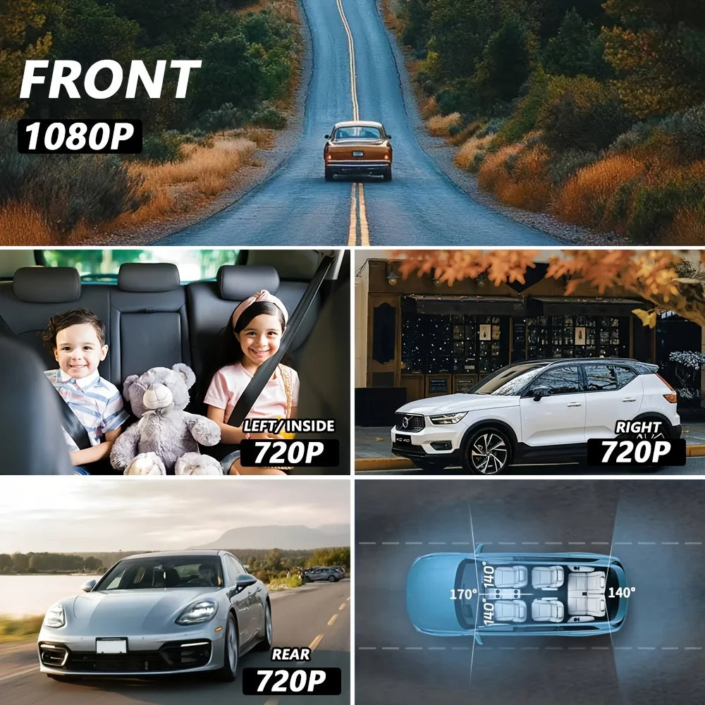 4-Channel 360° WiFi Dash Cam – 1080P Front, Rear, Left & Right Night Vision | AKT TECH