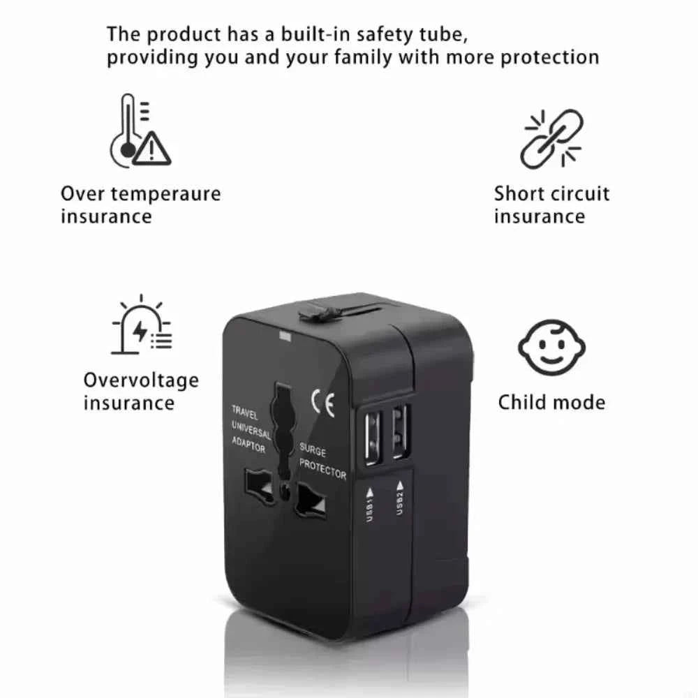 Universal Travel Power Adapter with Dual USB Ports
