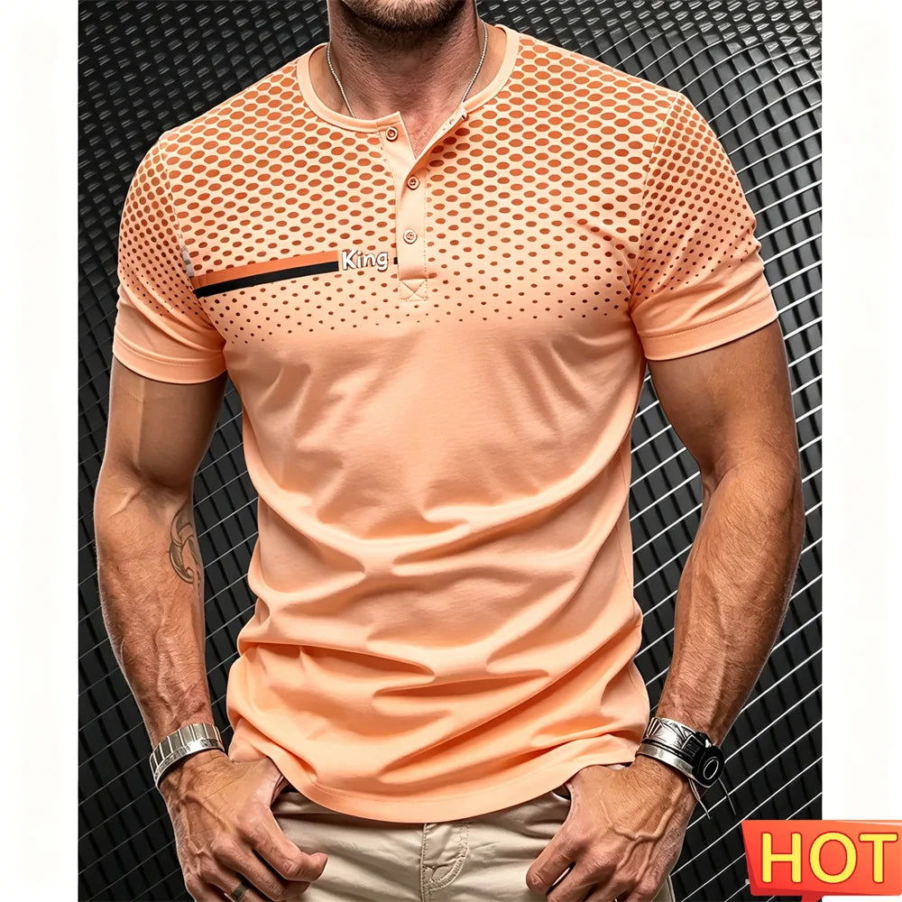 Men's Short Sleeve Button-Up T-Shirt
