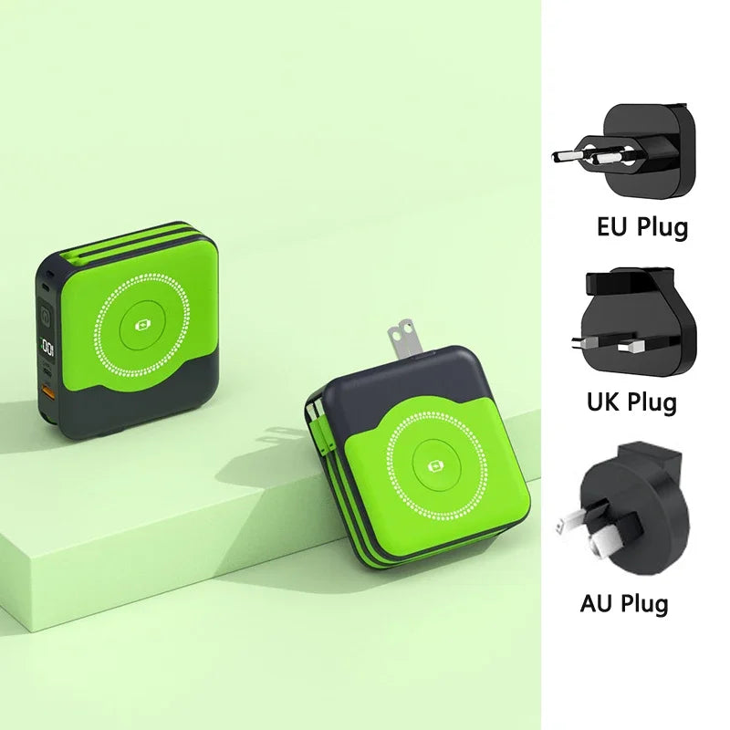 10000mAh MagSafe Power Bank with Built-in Cable & Wall Charger – 22.5W Fast Charge | AKT TECH