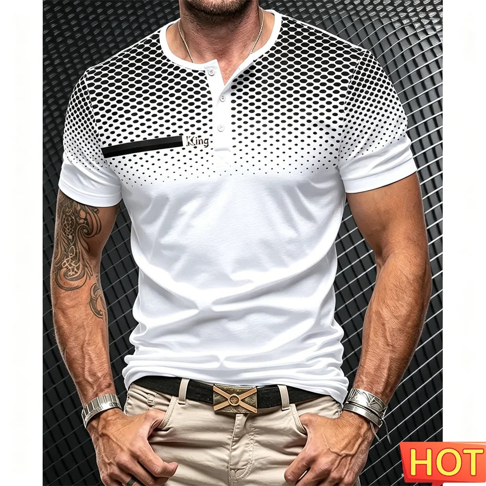 Men's Short Sleeve Button-Up T-Shirt