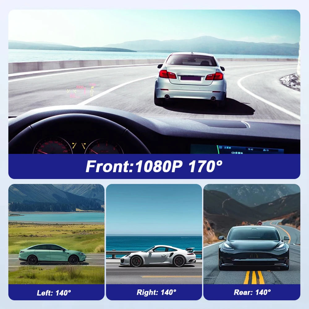 4-Channel 360° WiFi Dash Cam – 1080P Front, Rear, Left & Right Night Vision | AKT TECH