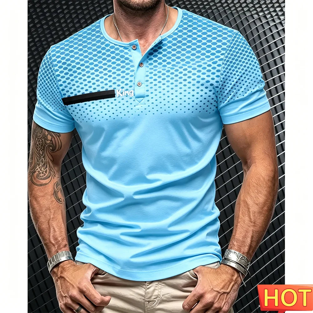 Men's Short Sleeve Button-Up T-Shirt