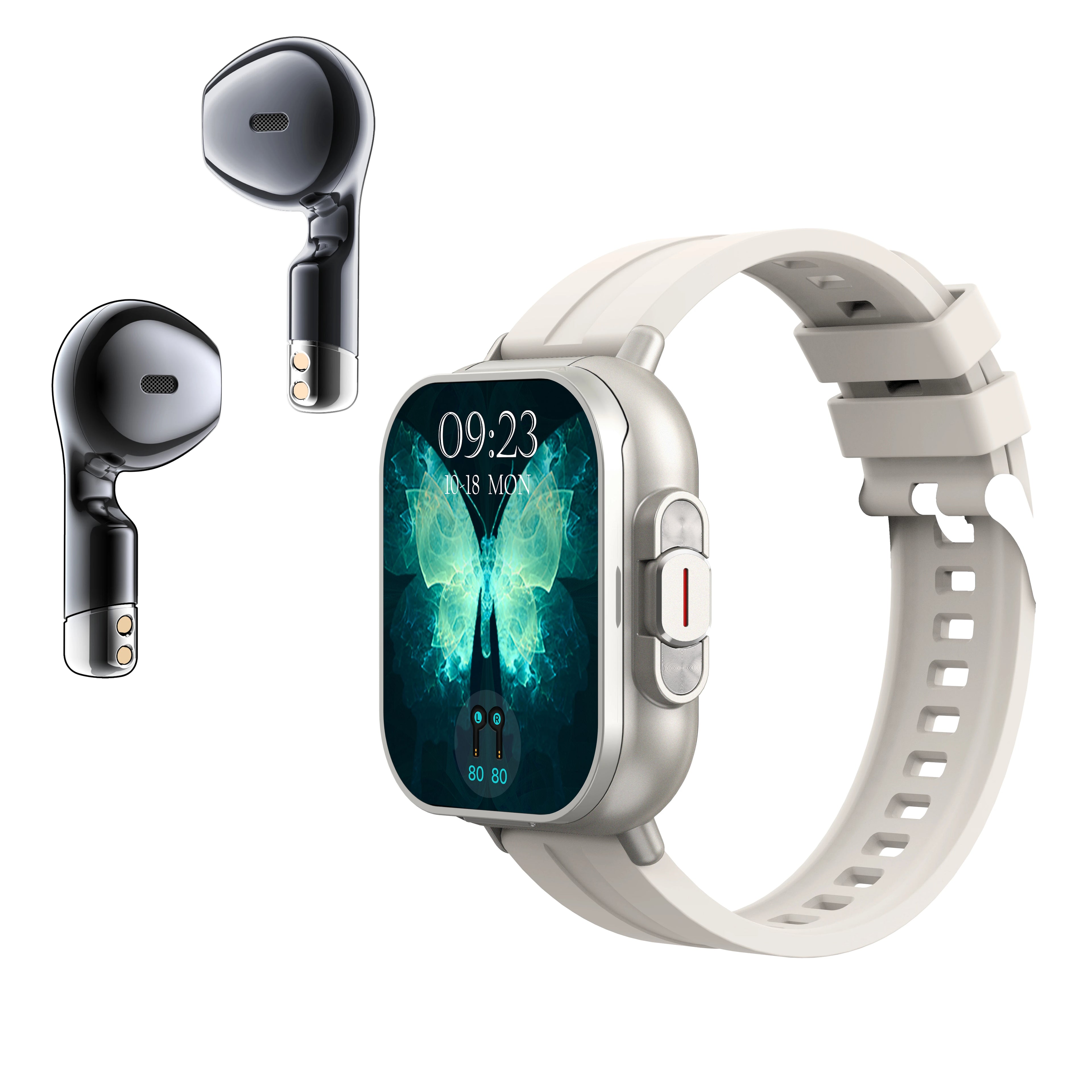 2-in-1 TWS Earbuds Smartwatch with BT Calling, Heart Rate Monitor, Sport Fitness Tracker, Wireless Headphones Watch