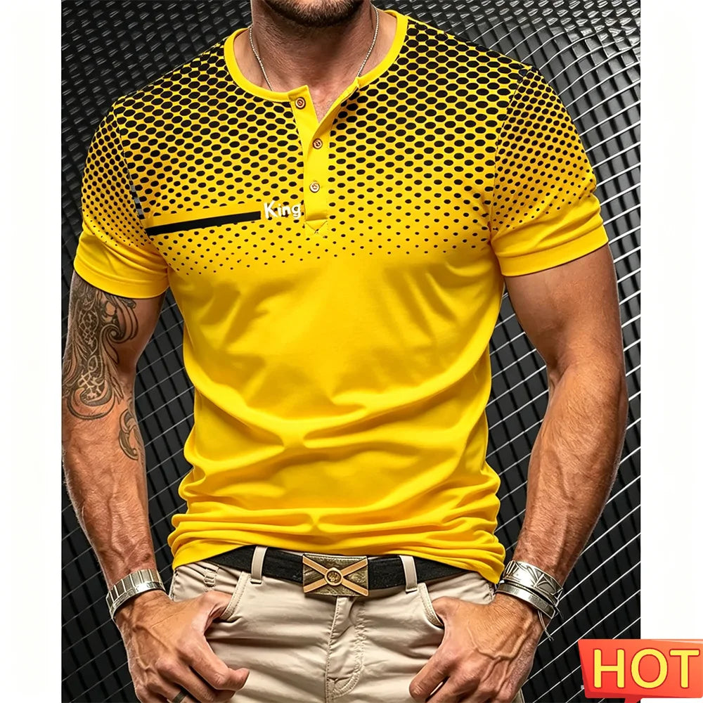 Men's Short Sleeve Button-Up T-Shirt