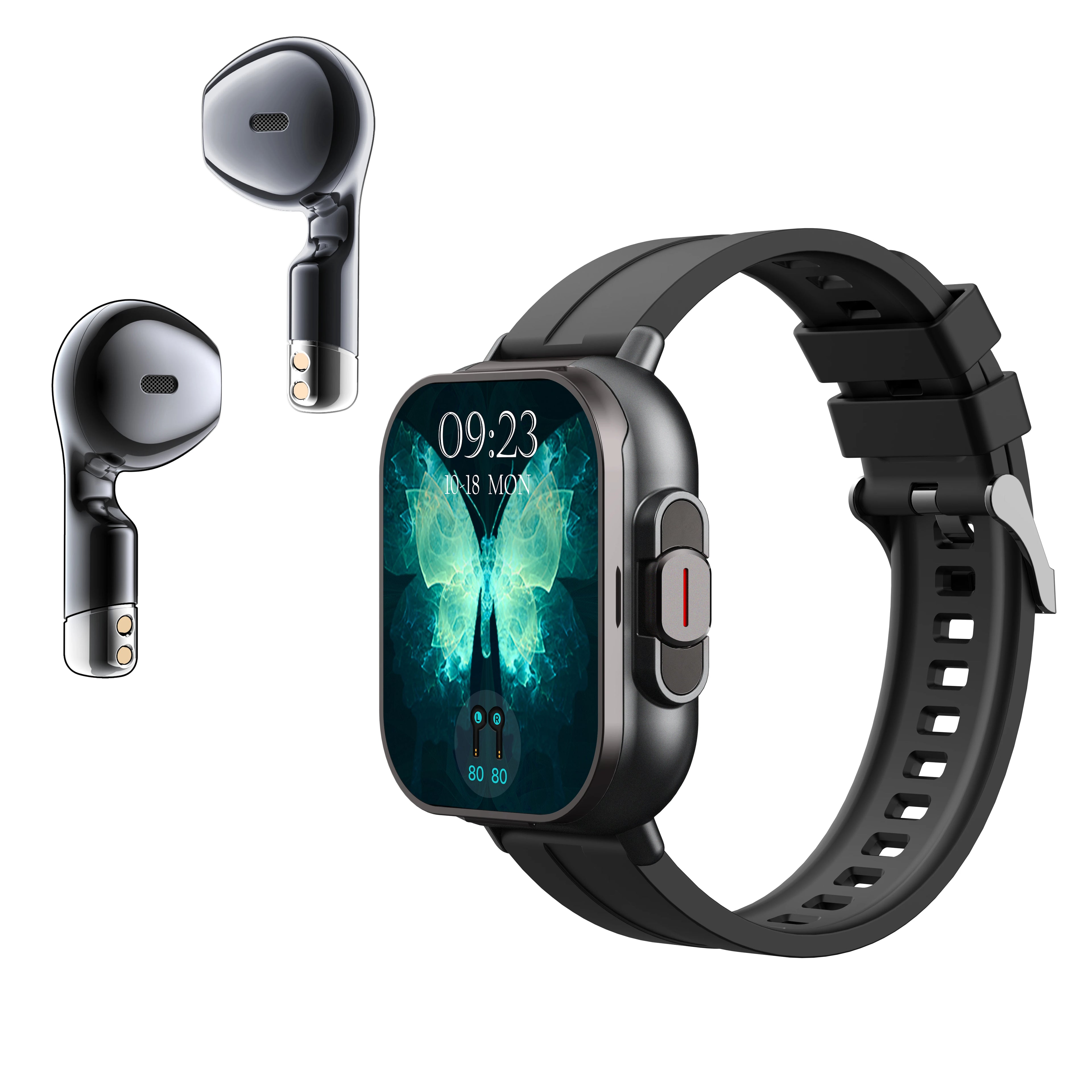 2-in-1 TWS Earbuds Smartwatch with BT Calling, Heart Rate Monitor, Sport Fitness Tracker, Wireless Headphones Watch