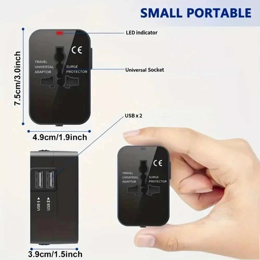 Universal Travel Power Adapter with Dual USB Ports