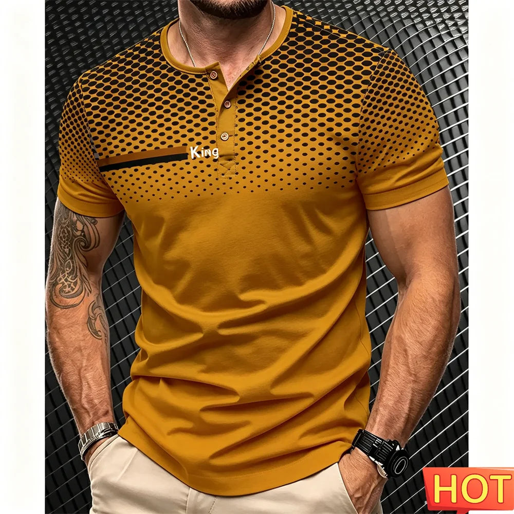 Men's Short Sleeve Button-Up T-Shirt