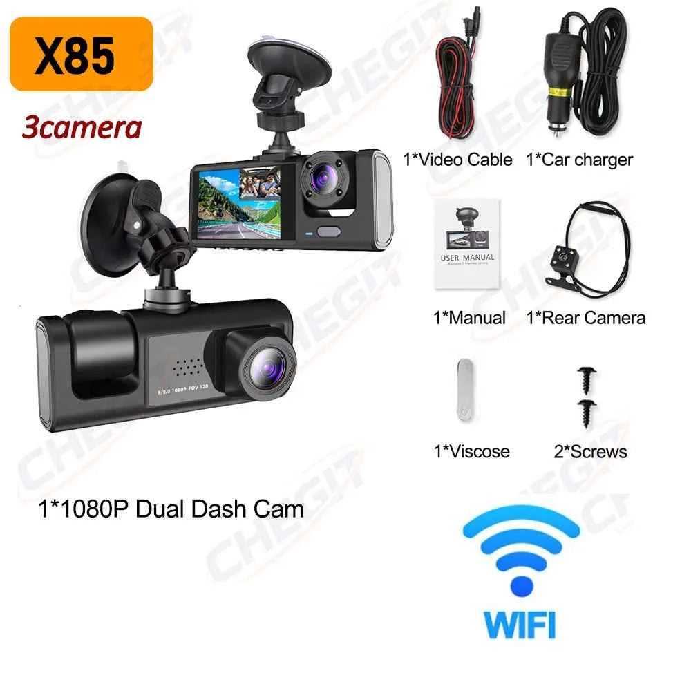 3 Channel WiFi Dash Cam – Front, Interior & Rear 1080P Night Vision | AKT TECH