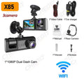 3 Channel WiFi Dash Cam – Front, Interior & Rear 1080P Night Vision | AKT TECH