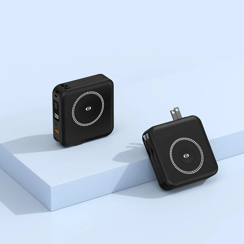 10000mAh MagSafe Power Bank with Built-in Cable & Wall Charger – 22.5W Fast Charge | AKT TECH