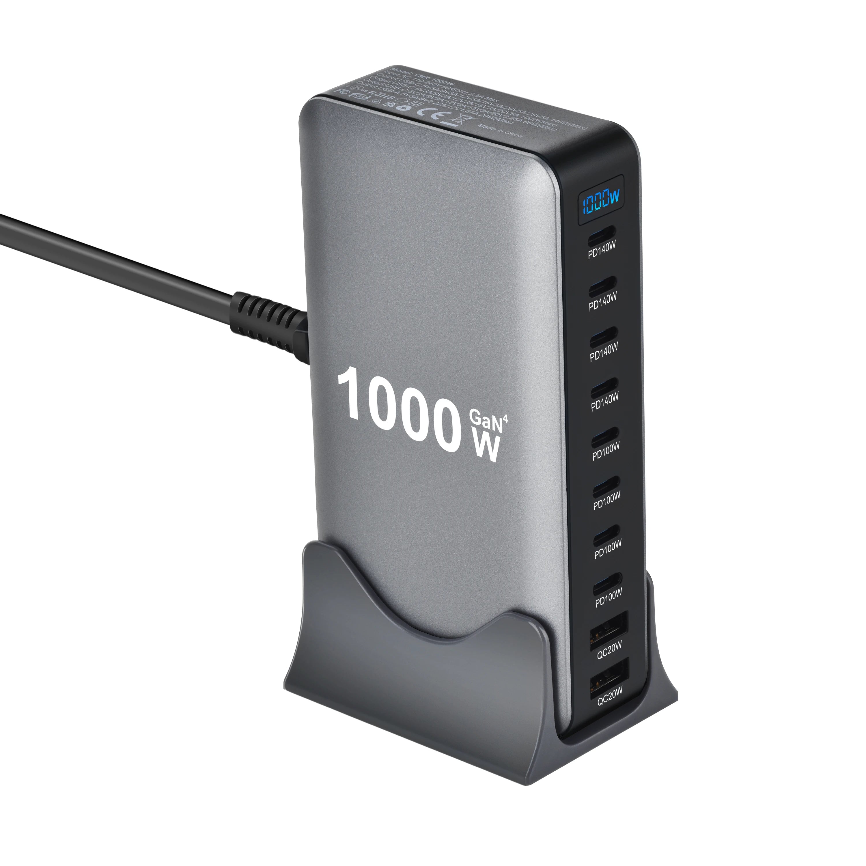 1000W 10-Port GaN Desktop Charging Station – 140W PD Fast Charge for MacBook, Laptop & Phone | AKT TECH