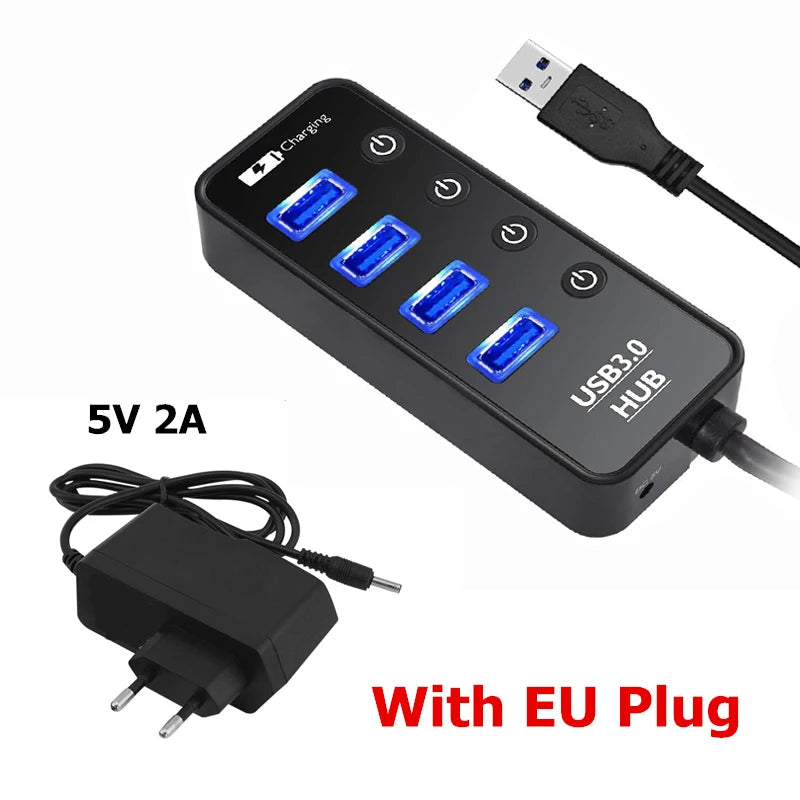 USB 3.0 Hub – 4-Port Powered Expander with Smart Charging Port | AKT TECH
