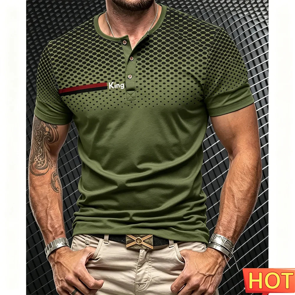 Men's Short Sleeve Button-Up T-Shirt