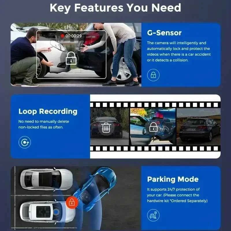3 Channel WiFi Dash Cam – Front, Interior & Rear 1080P Night Vision | AKT TECH