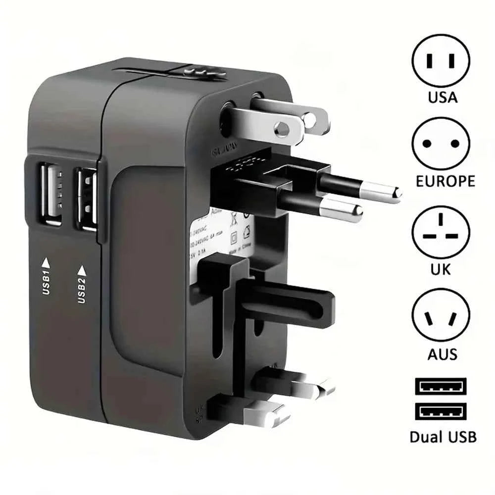 Universal Travel Power Adapter with Dual USB Ports
