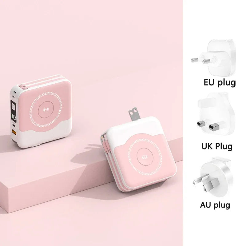 10000mAh MagSafe Power Bank with Built-in Cable & Wall Charger – 22.5W Fast Charge | AKT TECH