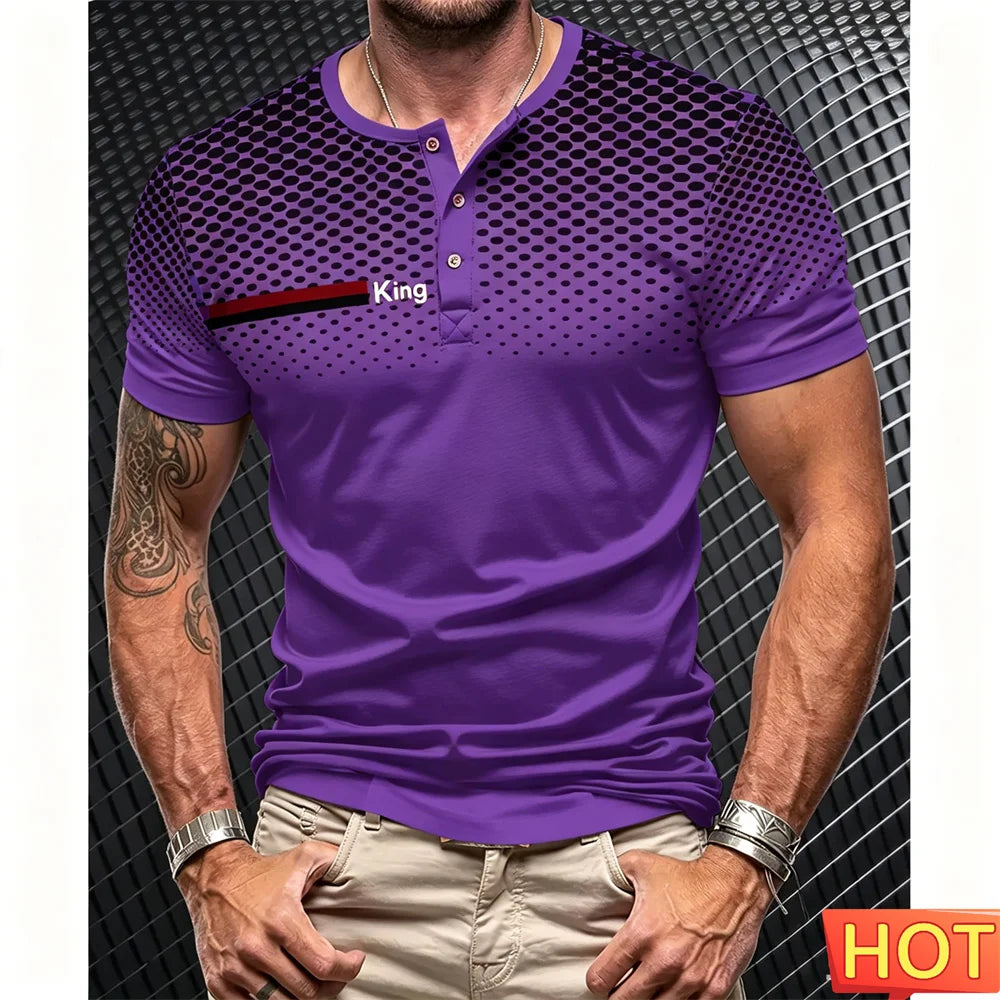 Men's Short Sleeve Button-Up T-Shirt