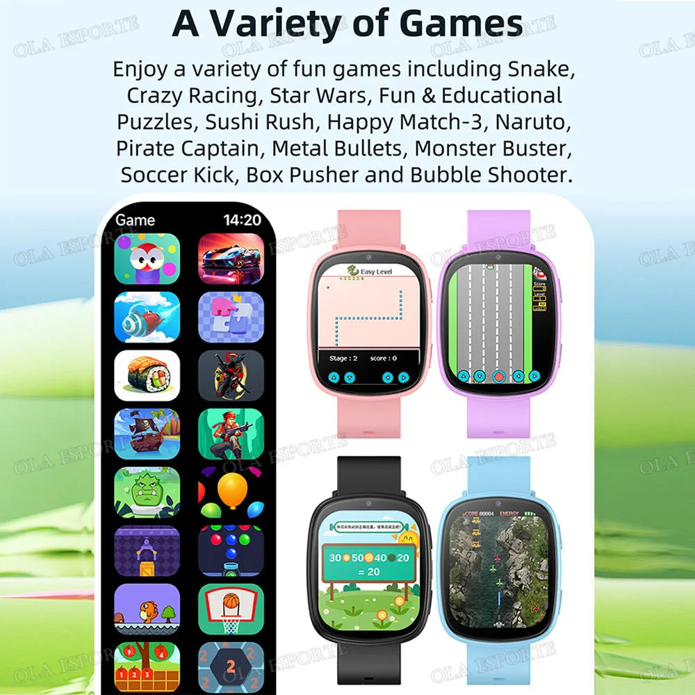 Kids Games Smartwatch 1.83''HD Screen Camera Interesting Games Sleep Monitoring Alarm Clock Calculator Children Watch Gifts HW12
