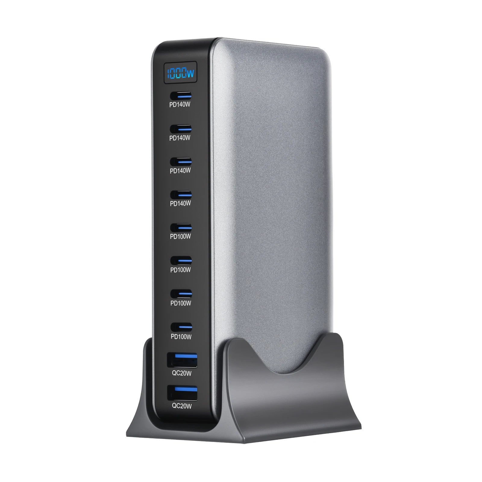1000W 10-Port GaN Desktop Charging Station – 140W PD Fast Charge for MacBook, Laptop & Phone | AKT TECH