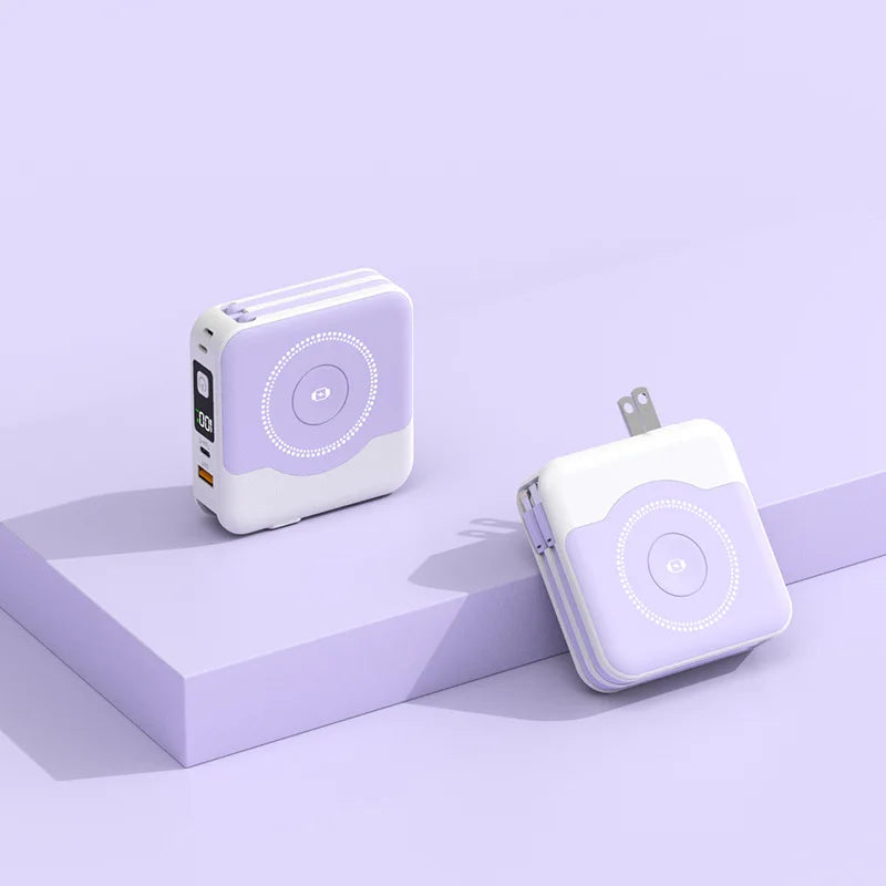 10000mAh MagSafe Power Bank with Built-in Cable & Wall Charger – 22.5W Fast Charge | AKT TECH