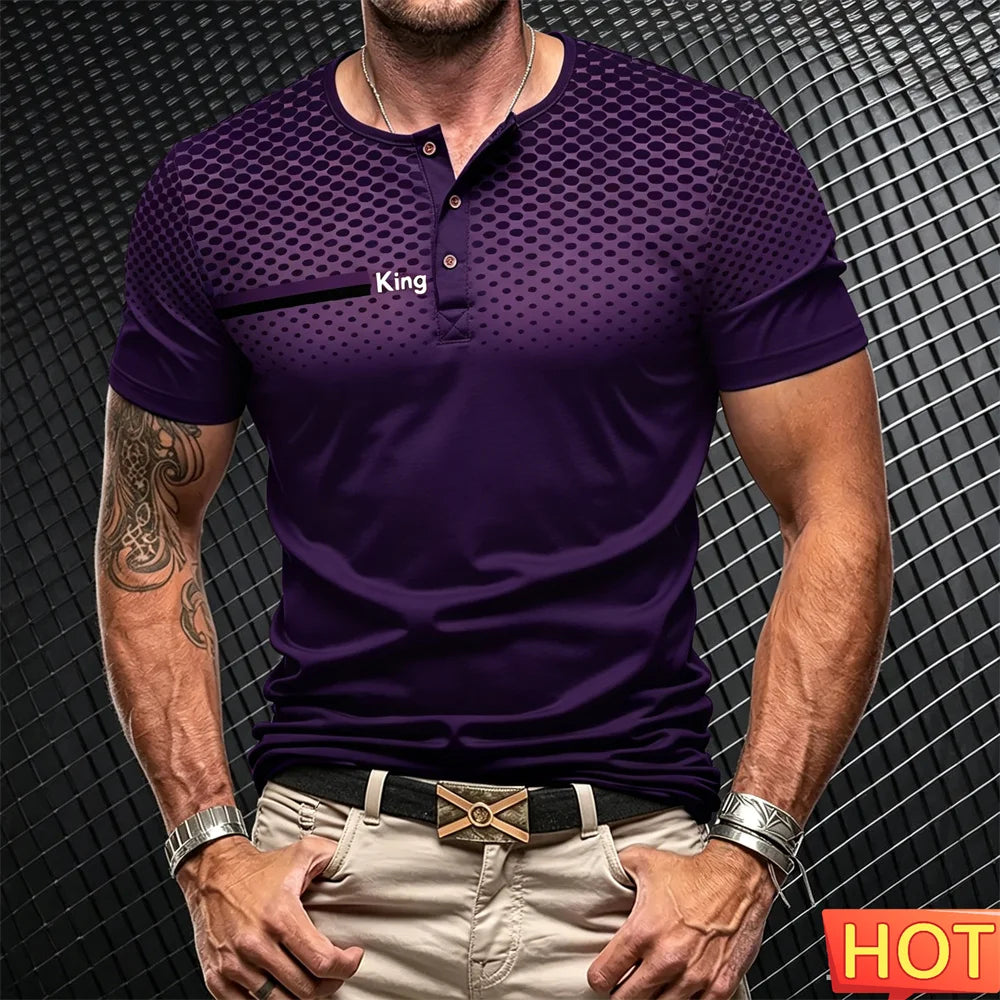 Men's Short Sleeve Button-Up T-Shirt