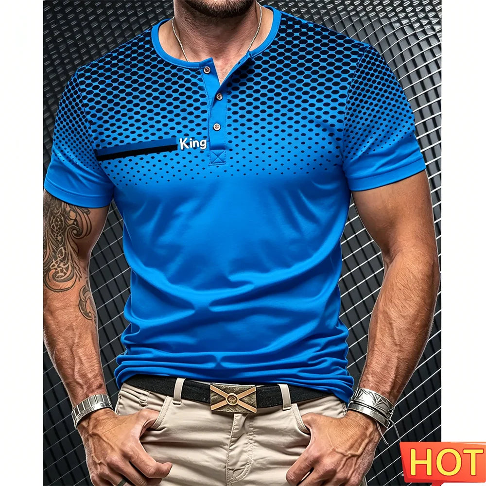 Men's Short Sleeve Button-Up T-Shirt