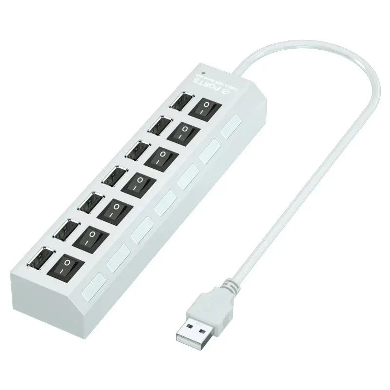 USB 2.0 Hub – 4 or 7 Port High-Speed Splitter with LED Switches | AKT TECH