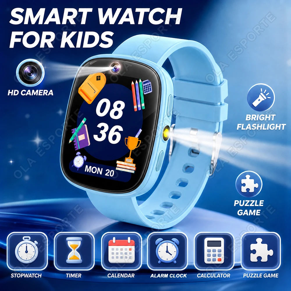 Kids Games Smartwatch 1.83''HD Screen Camera Interesting Games Sleep Monitoring Alarm Clock Calculator Children Watch Gifts HW12