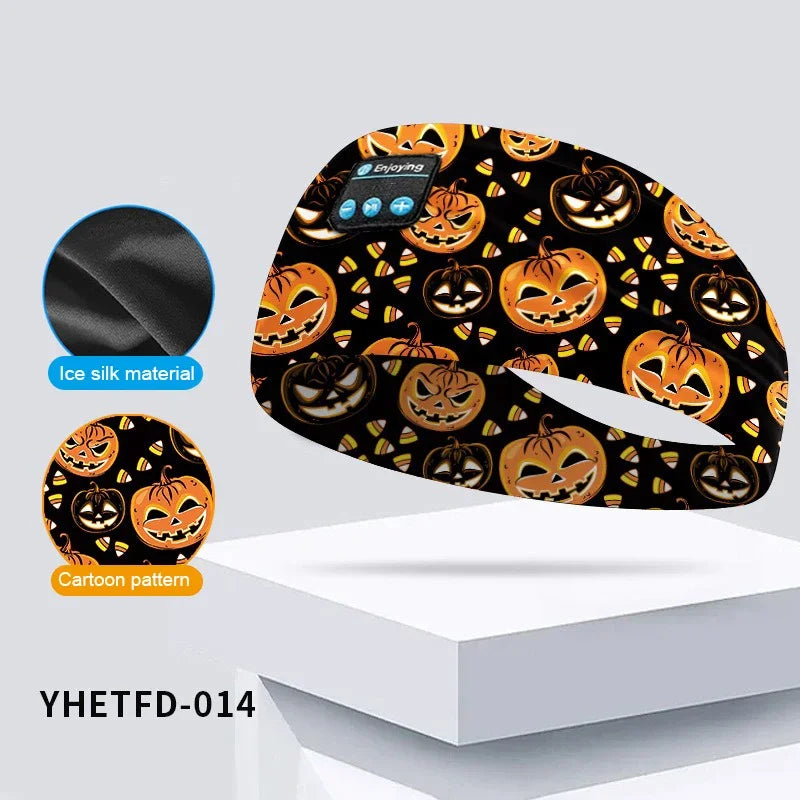 Kids Cartoon Bluetooth Headphones Headband Wireless Sports Music Headset Sleeping Head Band with HD Microphone for Boys&Girls