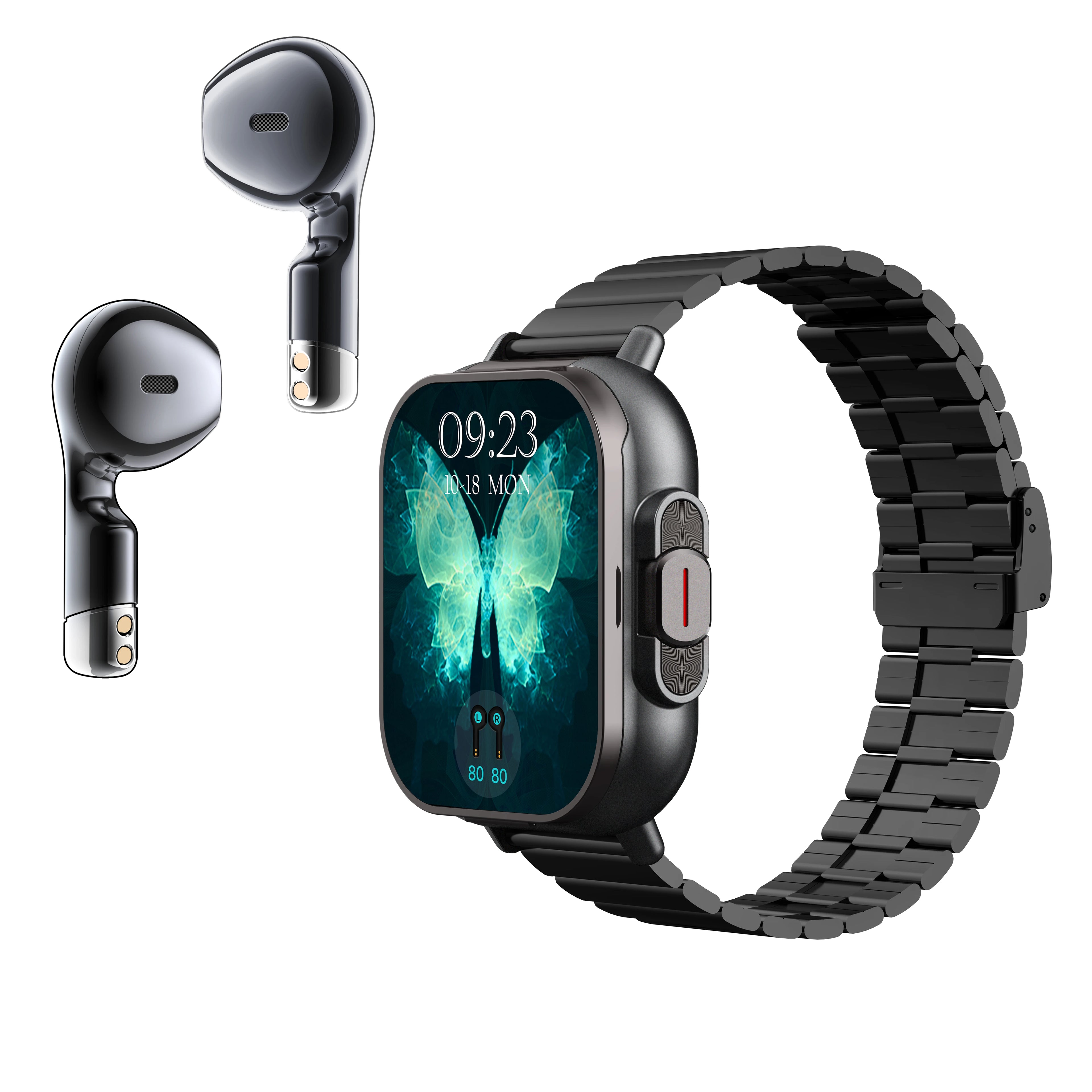 2-in-1 TWS Earbuds Smartwatch with BT Calling, Heart Rate Monitor, Sport Fitness Tracker, Wireless Headphones Watch