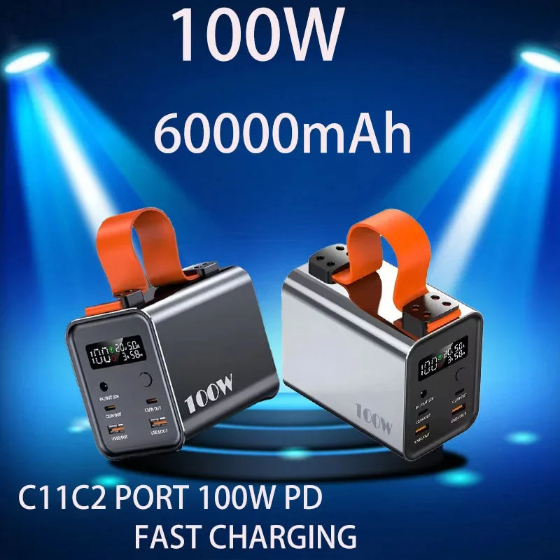 60000mAh 100W Portable Power Bank – USB-C PD Fast Charge for Laptop & Phone | AKT TECH