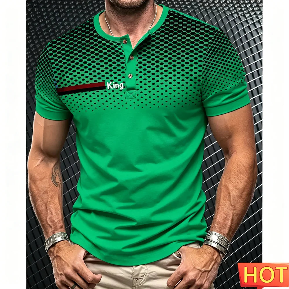 Men's Short Sleeve Button-Up T-Shirt