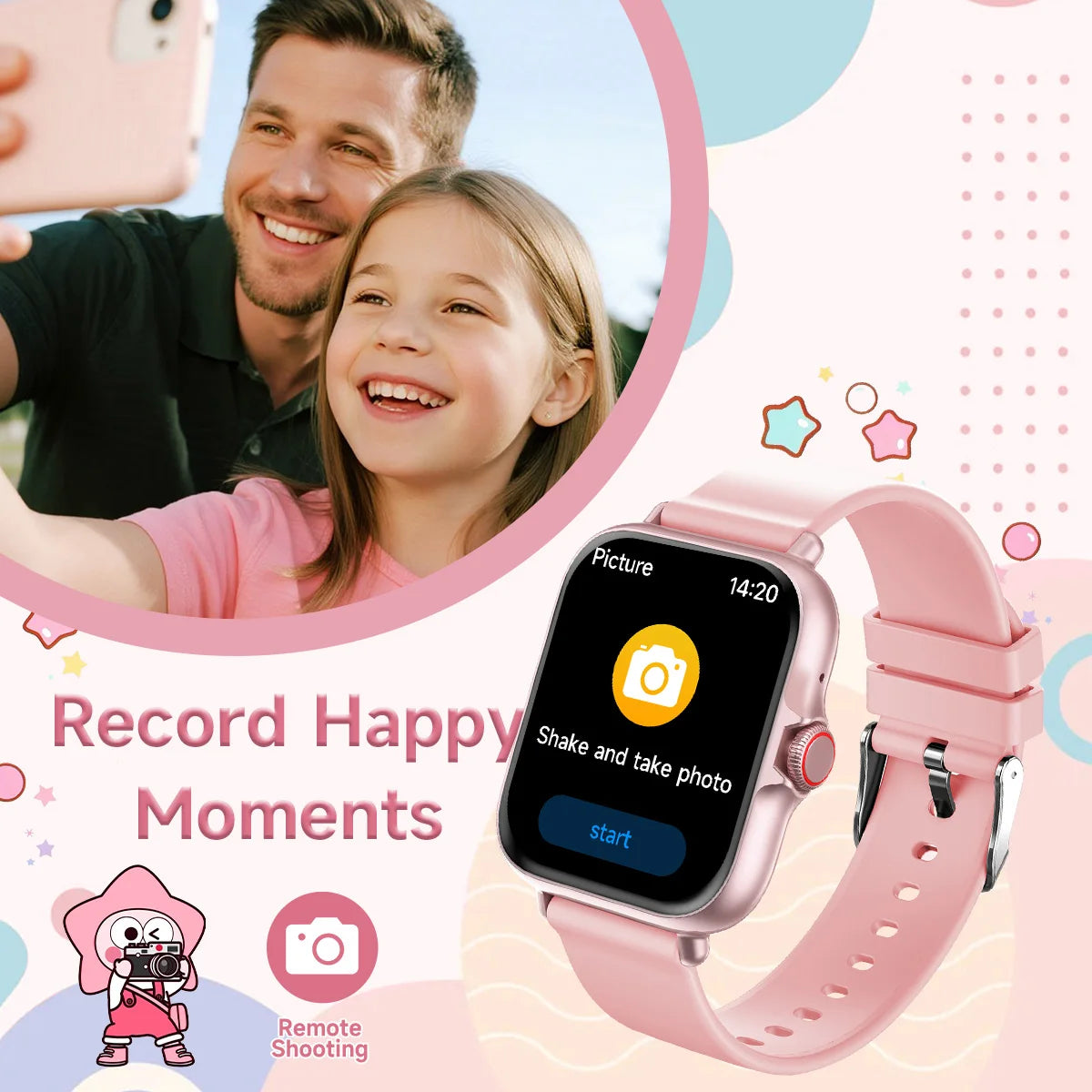 2026 Kids Smartwatch 1.83” HD Touch Screen Three-Ring Health Monitor Games Alarm Calculator Birthday Gift Watch for Children