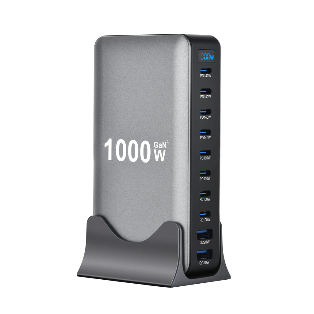 1000W 10-Port GaN Desktop Charging Station – 140W PD Fast Charge for MacBook, Laptop & Phone | AKT TECH