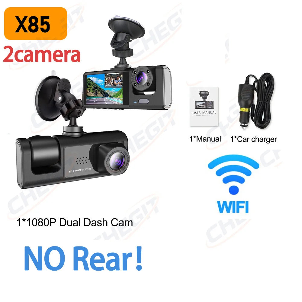 3 Channel WiFi Dash Cam – Front, Interior & Rear 1080P Night Vision | AKT TECH
