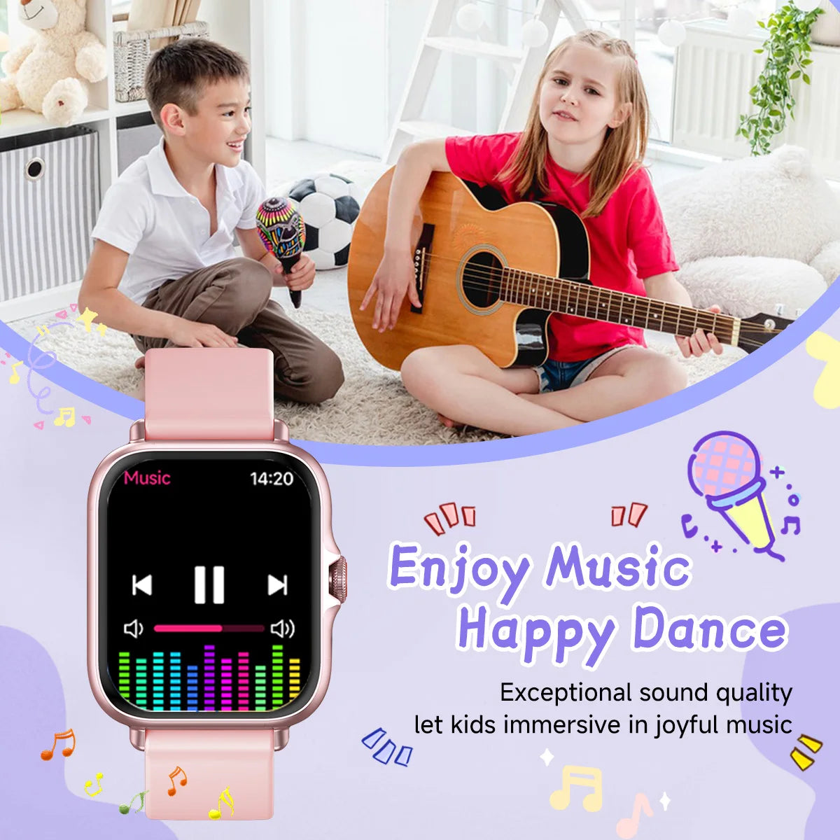 2026 Kids Smartwatch 1.83” HD Touch Screen Three-Ring Health Monitor Games Alarm Calculator Birthday Gift Watch for Children