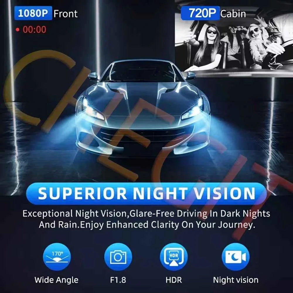 3 Channel WiFi Dash Cam – Front, Interior & Rear 1080P Night Vision | AKT TECH
