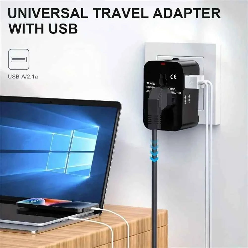 Universal Travel Power Adapter with Dual USB Ports