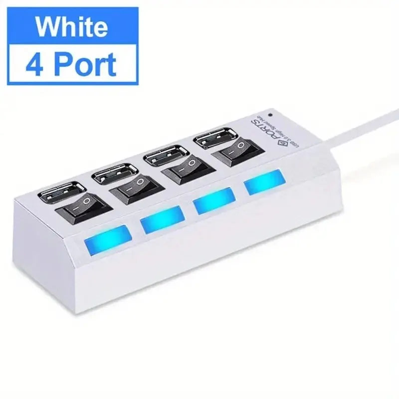 USB 2.0 Hub – 4 or 7 Port High-Speed Splitter with LED Switches | AKT TECH