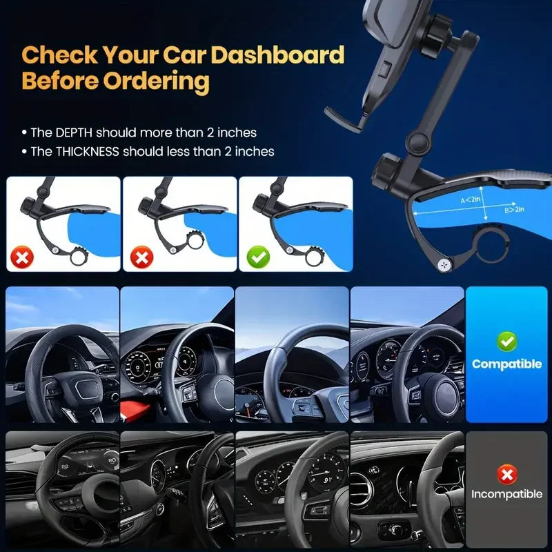 Multi-Angle Car Phone Mount | Universal Dashboard Holder