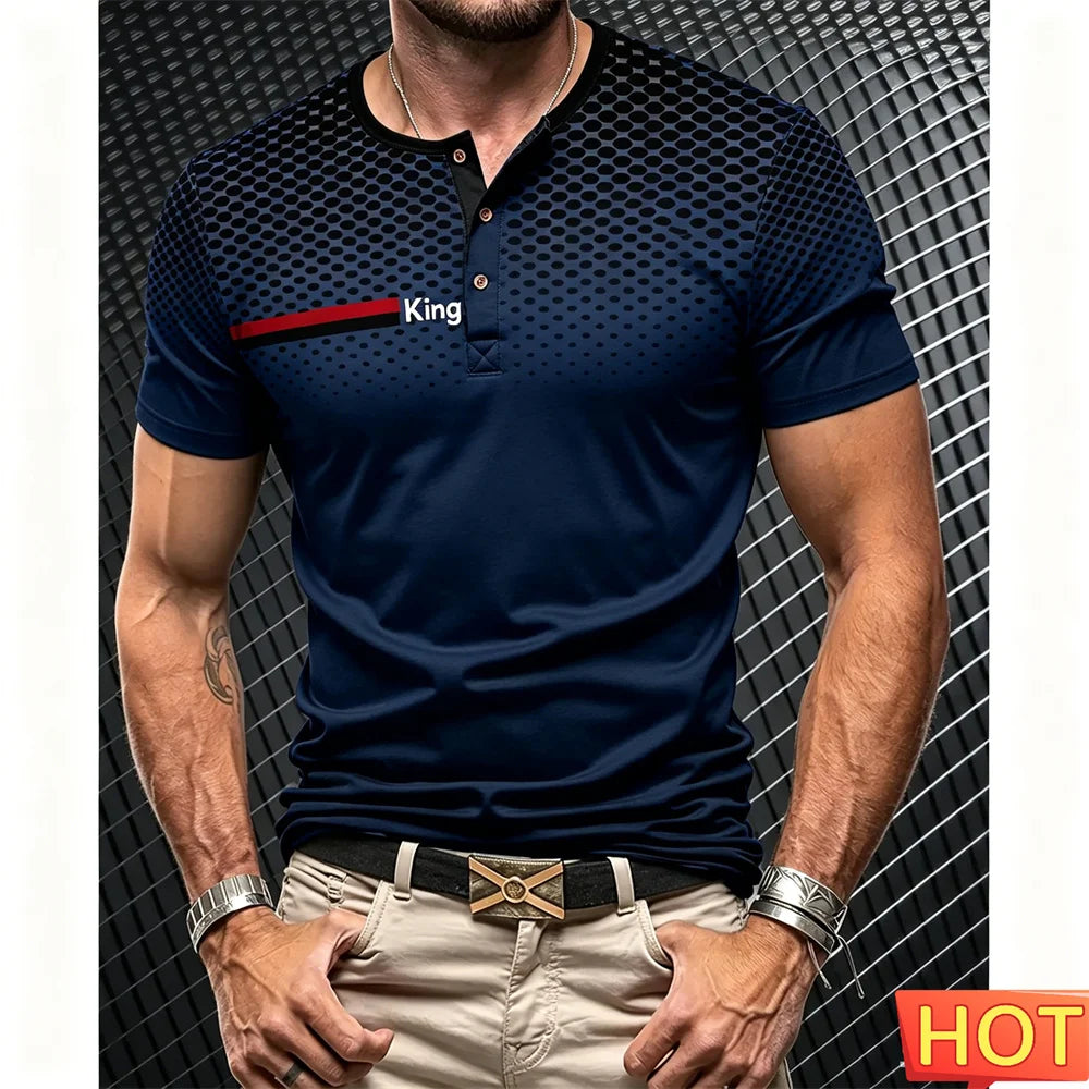 Men's Short Sleeve Button-Up T-Shirt