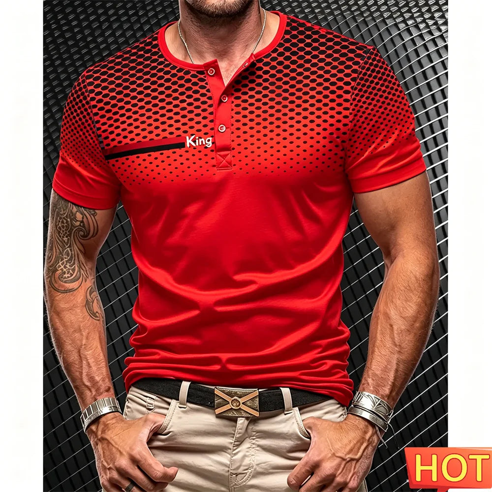 Men's Short Sleeve Button-Up T-Shirt
