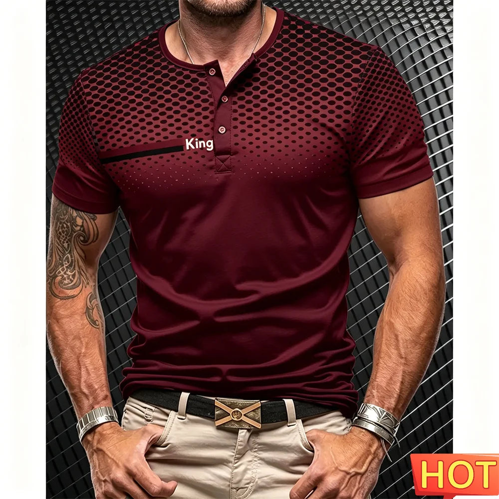 Men's Short Sleeve Button-Up T-Shirt