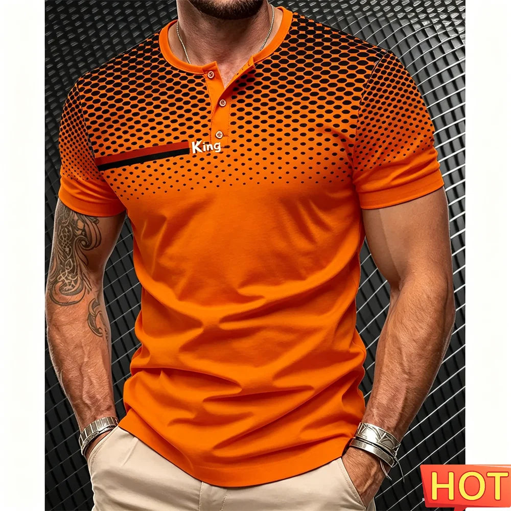 Men's Short Sleeve Button-Up T-Shirt