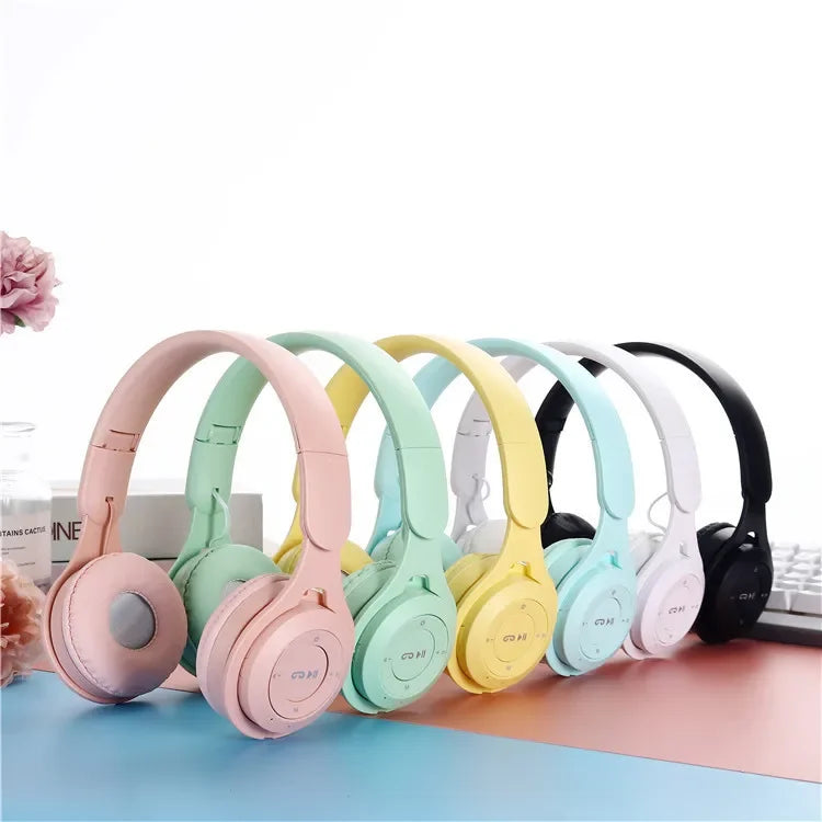 Kids Macaron Wireless Bluetooth Headphones – Stereo, Built-in Mic, Foldable | AKT TECH